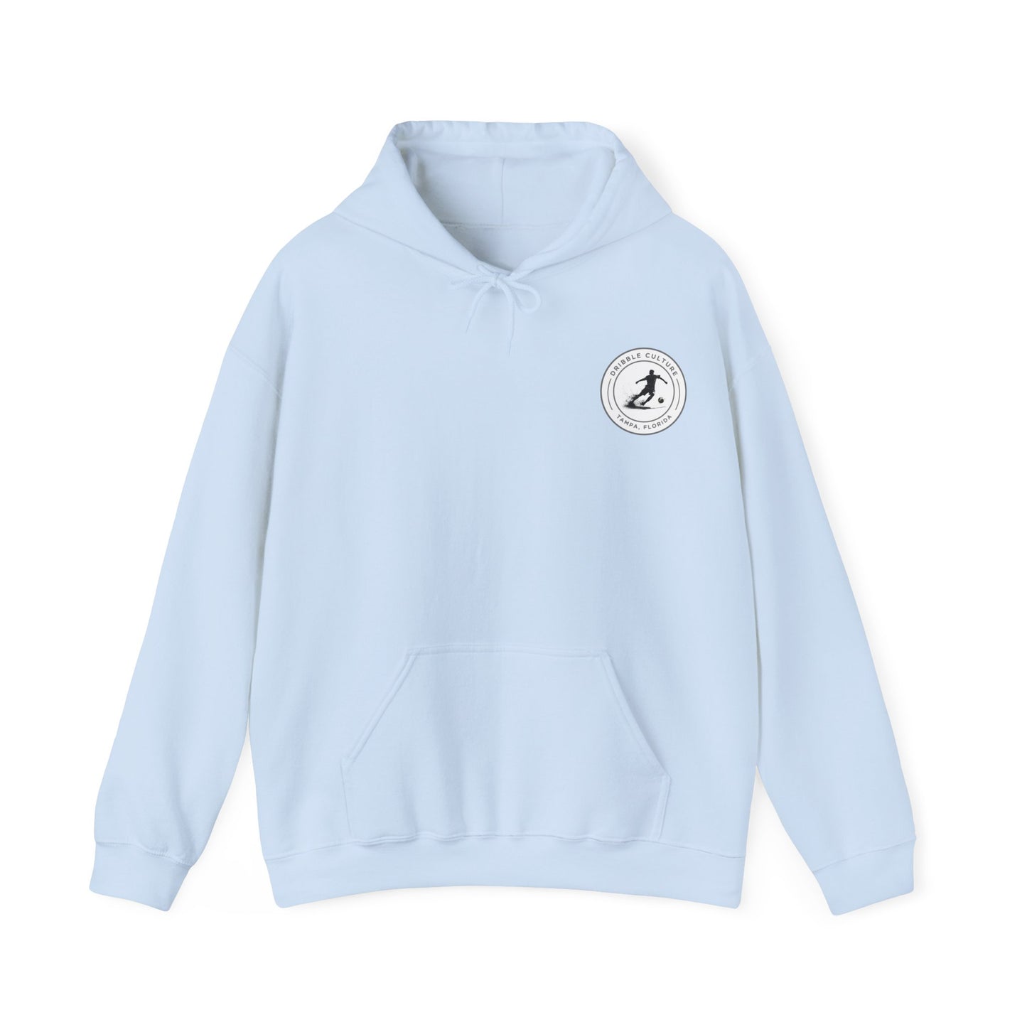 Dribble Soccer Heavy Blend Hoody - Classic Boys' Hoodie in Light Colors with Front Badge and Back Design