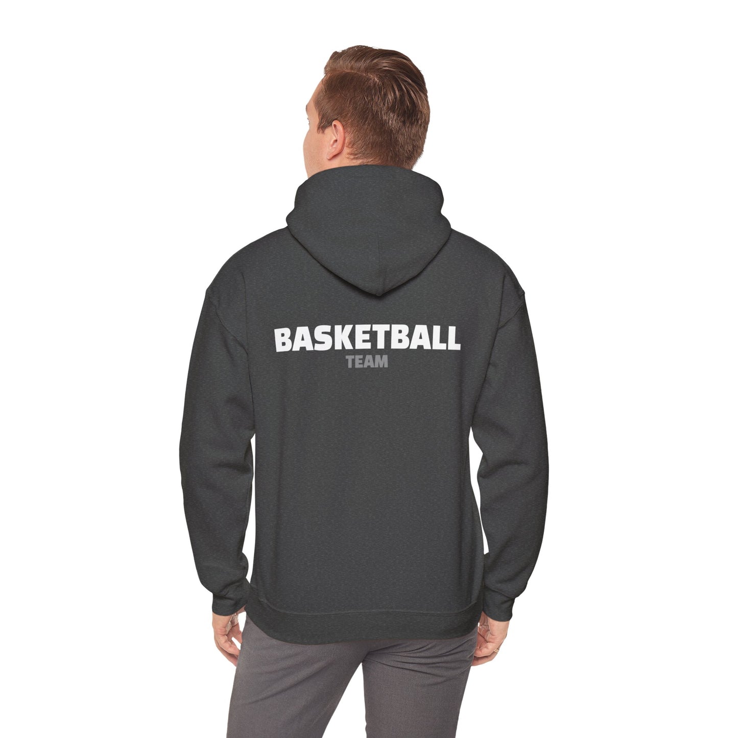 Crossover Basketball Heavy Blend Hoody - Classic Boys' Hoodie in Dark Colors with Front Small Badge and Back Design