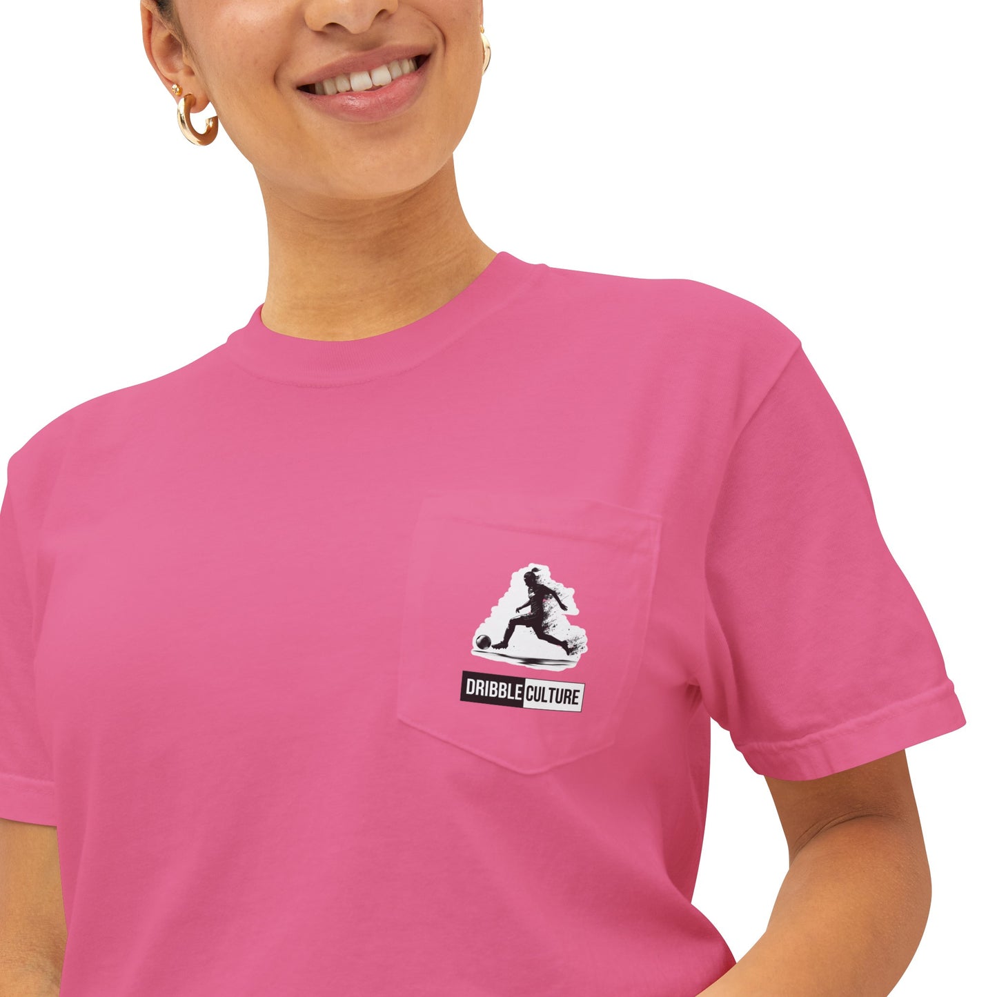 Dribble Soccer Comfort T-Shirt for Girls - Soft and Stylish Tee in Several Colors with Front Small Badge and Back Design