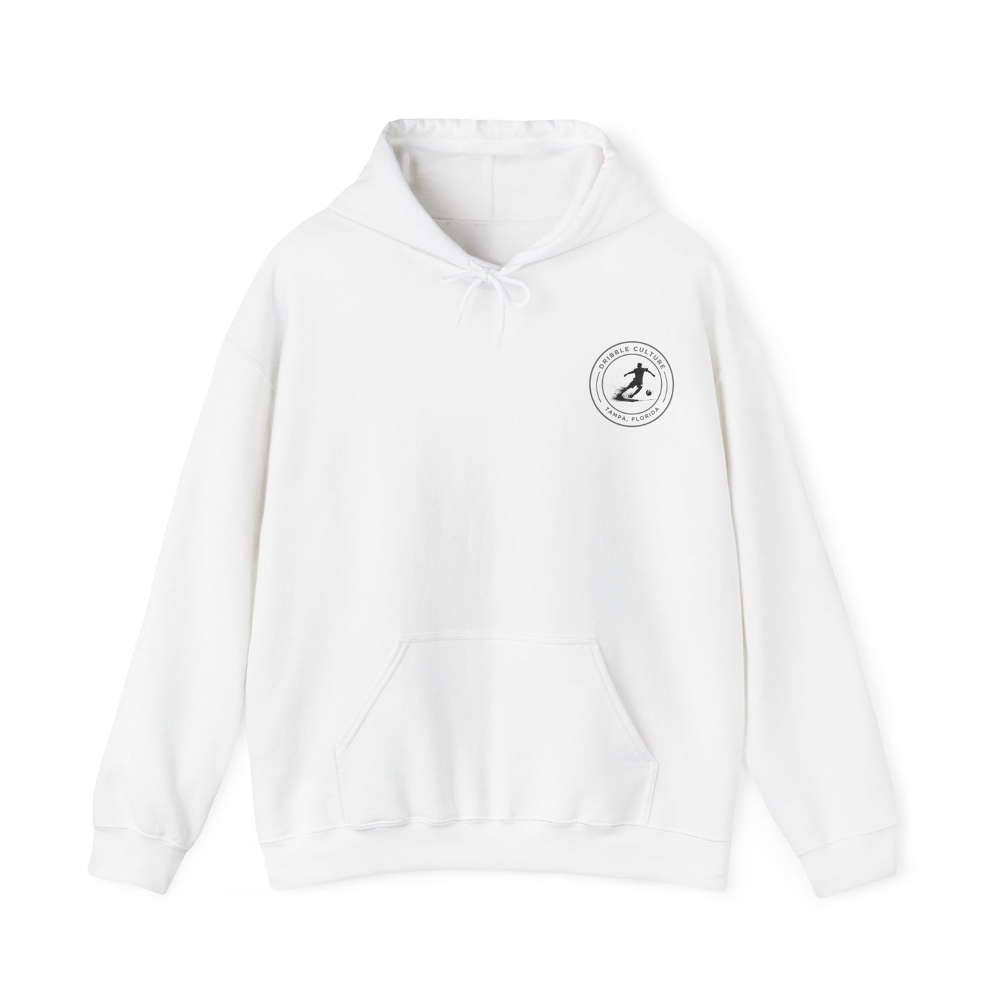 Dribble Soccer Heavy Blend Hoody - Classic Boys' Hoodie in Light Colors with Front Badge and Back Design