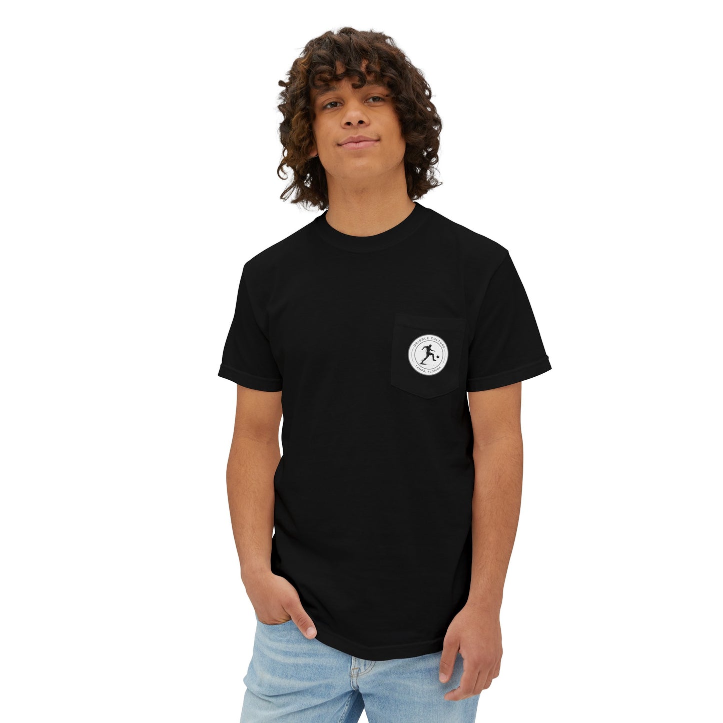 Dribble Soccer Comfort T-Shirt for Boys - Soft and Stylish Tee in Several Colors with Front Pocket Small Badge and Back Design