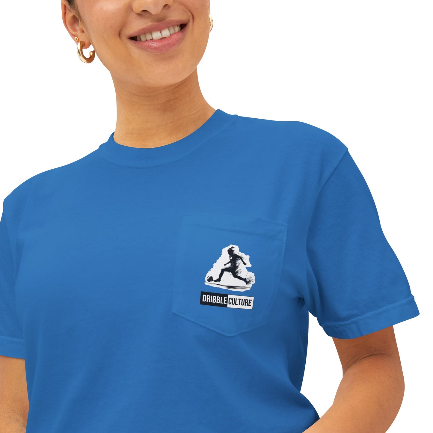 Dribble Soccer Comfort T-Shirt for Girls - Soft and Stylish Tee in Several Colors with Front Small Badge and Back Design