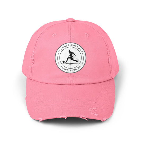 Dribble Soccer High-End Girls' Hat - Distressed Comfort Hat with Badge Detail